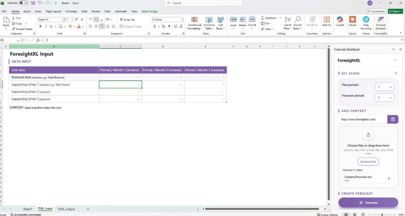 Upload supporting documents in the Add context panel
