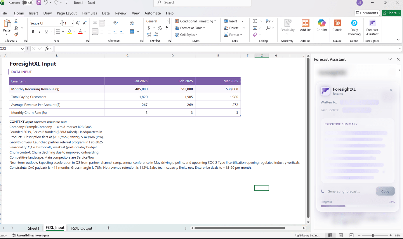 Forecast in progress with live status