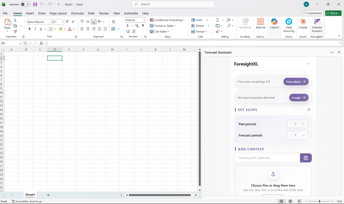 Free trial status in the panel