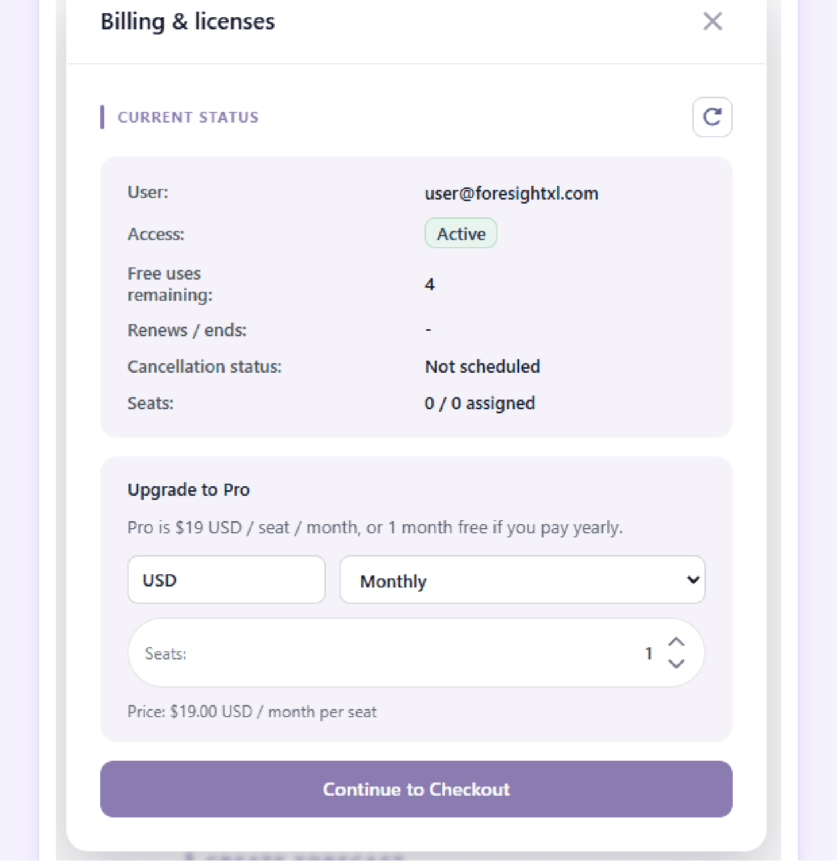 Billing and licenses overview