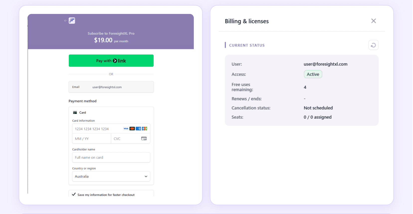 Seat assignment and billing portal