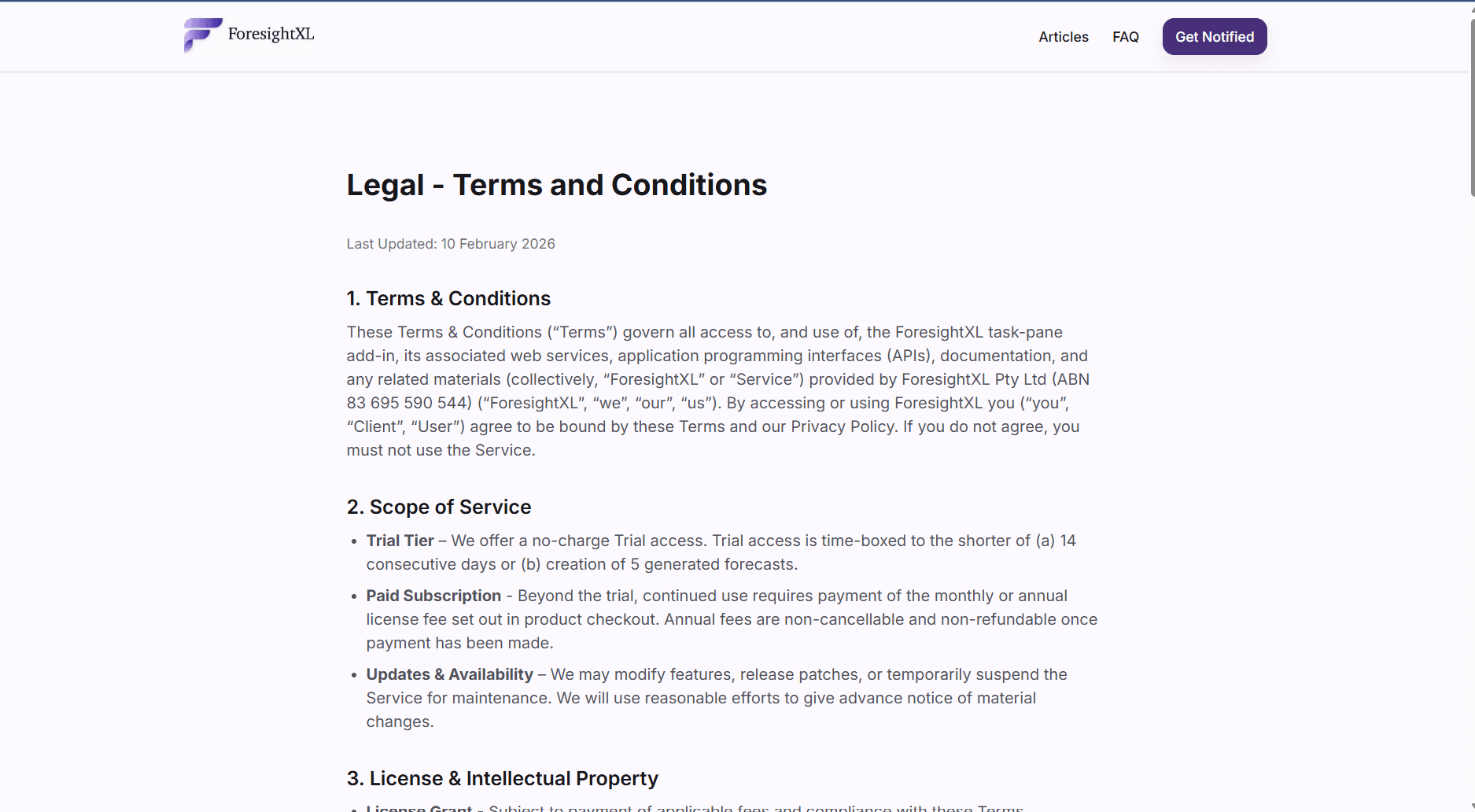 Terms of Service and Privacy Policy links